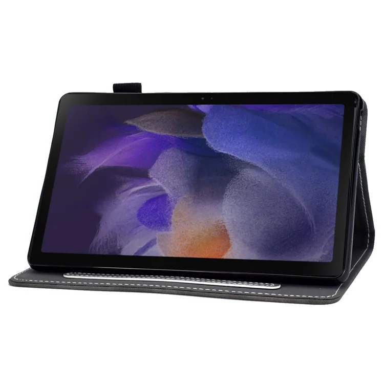 Pour Samsung Galaxy Tab A8 10.5 (2021) SM-X200 / SM-X205 Étui Housse de Protection en Cuir PU avec Support Pliable, Emplacement Cartes et Porte-Crayon - Gris
