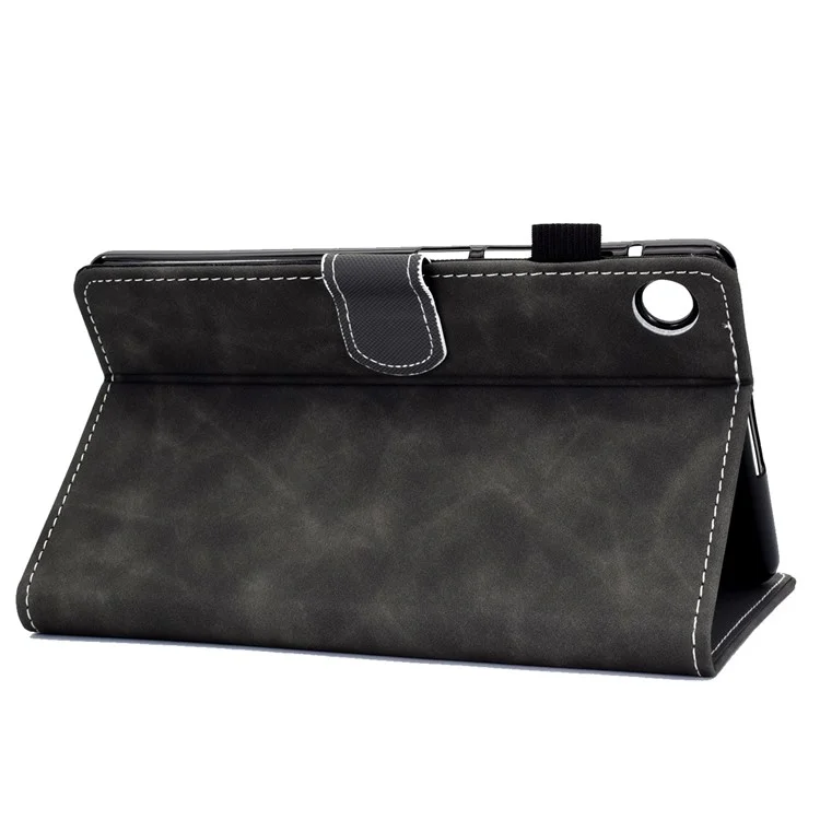 Pour Samsung Galaxy Tab A8 10.5 (2021) SM-X200 / SM-X205 Étui Housse de Protection en Cuir PU avec Support Pliable, Emplacement Cartes et Porte-Crayon - Gris