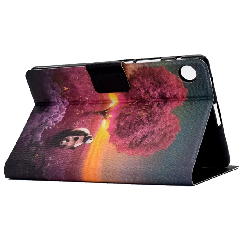 For Samsung Galaxy Tab A8 (2021) SM-X200 / SM-X205 Pattern Printing PU Leather Stand Magnetic Closure Tablet Protector Case with Card Slots - Panda
