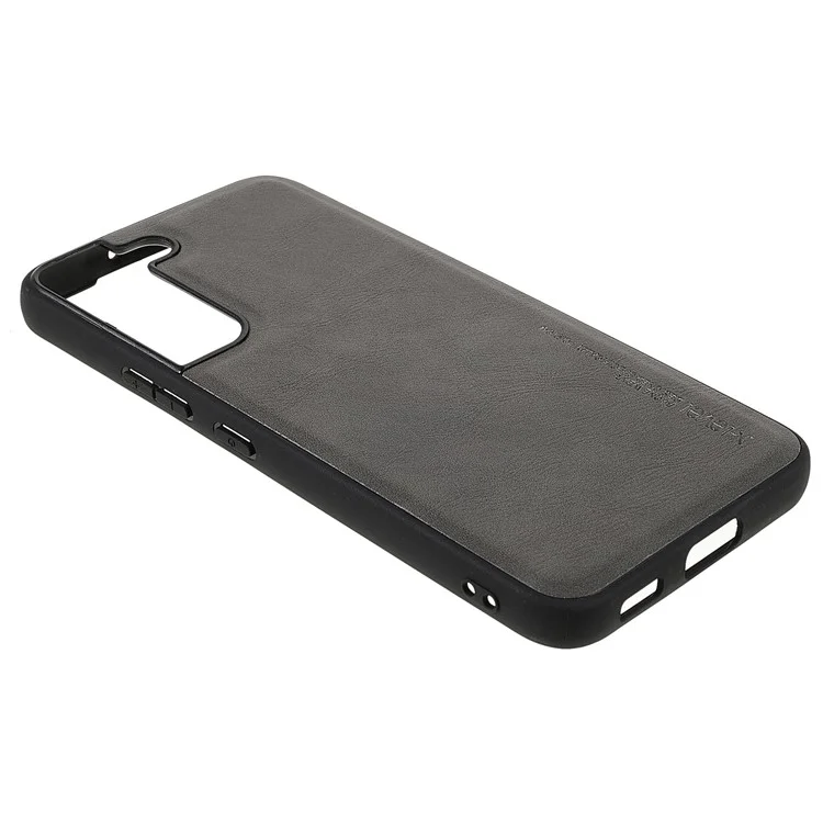 X-LEVEL Vintage Style Shockproof PU Leather Back Soft TPU Edges Protective Case for Samsung Galaxy S22+ 5G - Gris
