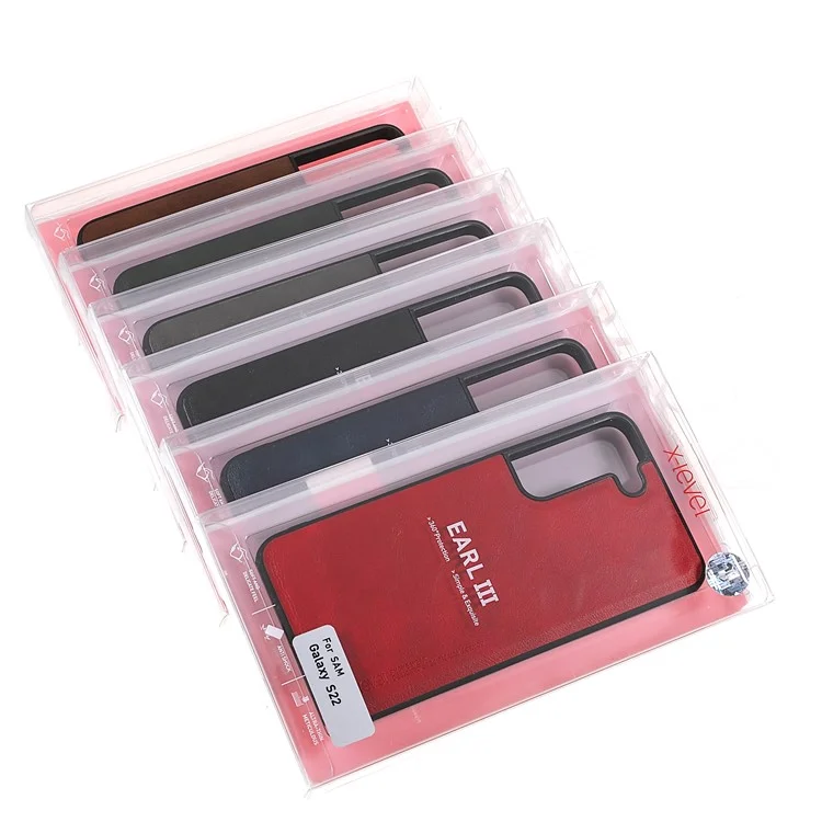 X-LEVEL Vintage Style Shockproof PU Leather Back Soft TPU Edges Protective Case for Samsung Galaxy S22+ 5G - Gris