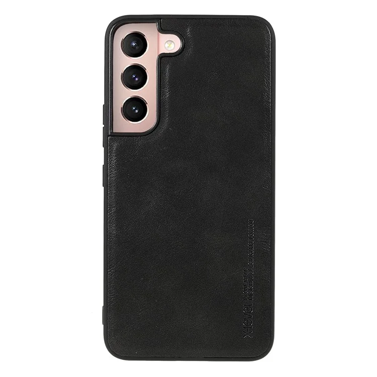 X-LEVEL Vintage Style Anti-dust Shockproof PU Leather Coated TPU Protective Case per Samsung Galaxy S22 5G - Nero