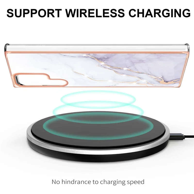 For Samsung Galaxy S22 Ultra 5G Scratch-resistant Anti-fall IML IMD Electroplating Frame Marble Pattern TPU Phone Case - White 006