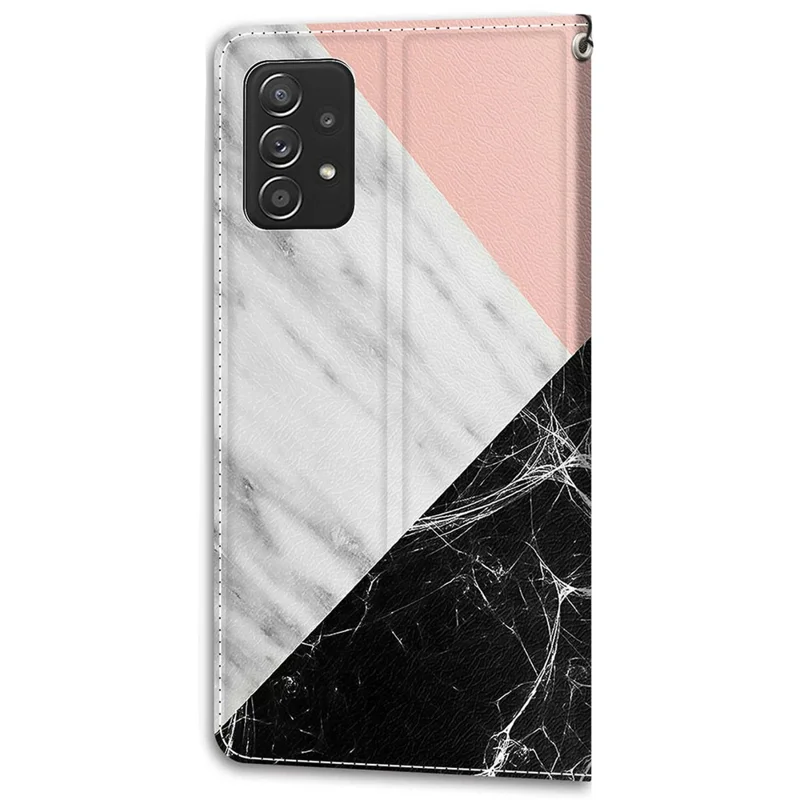 Pattern Printing Leather Flip Case Card Holder Magnet Folio Stand Shockproof TPU Inner Cover with Strap for Samsung Galaxy A53 5G - C07 Three Colors