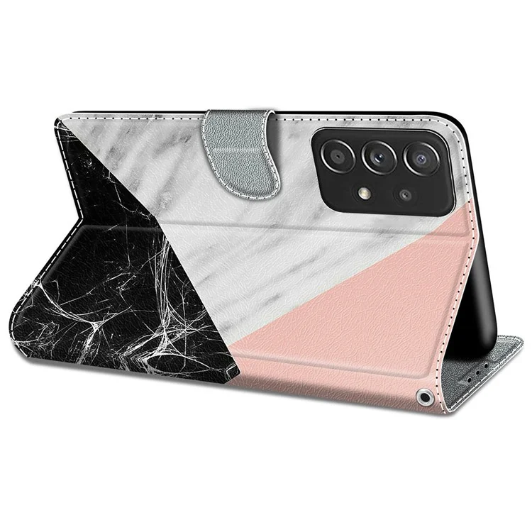 Pattern Printing Leather Flip Case Card Holder Magnet Folio Stand Shockproof TPU Inner Cover with Strap for Samsung Galaxy A53 5G - C07 Three Colors