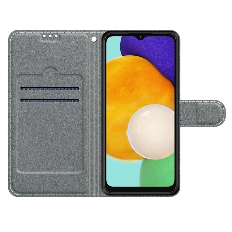 Pattern Printing PU Leather Wrist Strap Stand Feature Flip Case Cover with Card Slots for Samsung Galaxy A13 4G - C13 Glittery Powder
