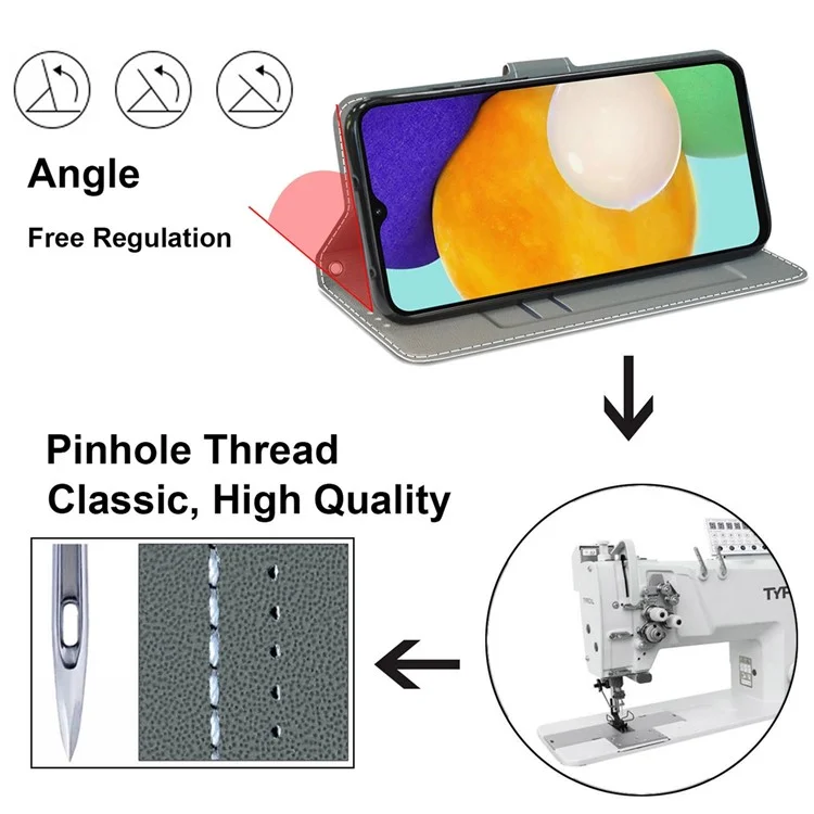 Pattern Printing PU Leather Wrist Strap Stand Feature Flip Case Cover with Card Slots for Samsung Galaxy A13 4G - C13 Glittery Powder