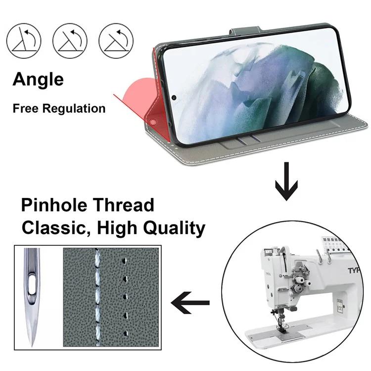 Anti-scratch Mobile Phone Shell Pattern Printing PU Leather Stand Card Holder Phone Case with Wrist Strap for Samsung Galaxy S22+ 5G - C14 Red Rose