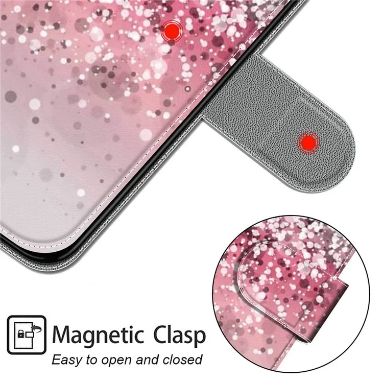 Impresión de Patrones PU Cuero de Cuero Case de Teléfono Con Correa de Muñeca Para Samsung Galaxy S22 Ultra 5G - C13 Polvo Brillante