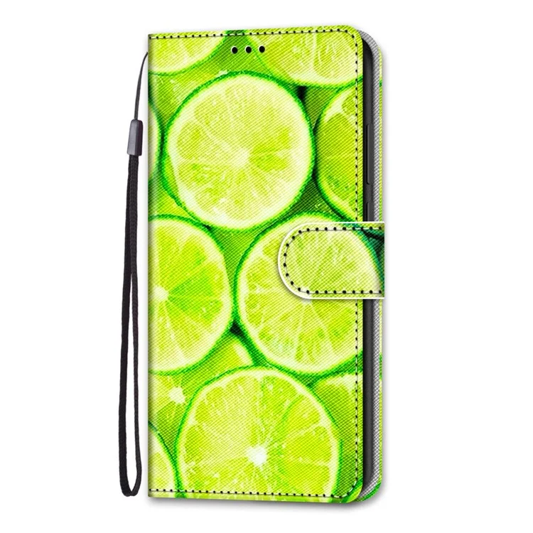 Funda de piel sintética con estampado y soporte plegable para Samsung Galaxy A33 5G - B02 Limón