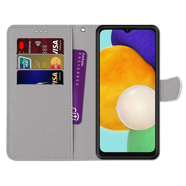For Samsung Galaxy A13 4G Leather Case Pattern Printing Stand Wallet Cover - B16 Light Pink Bouquet