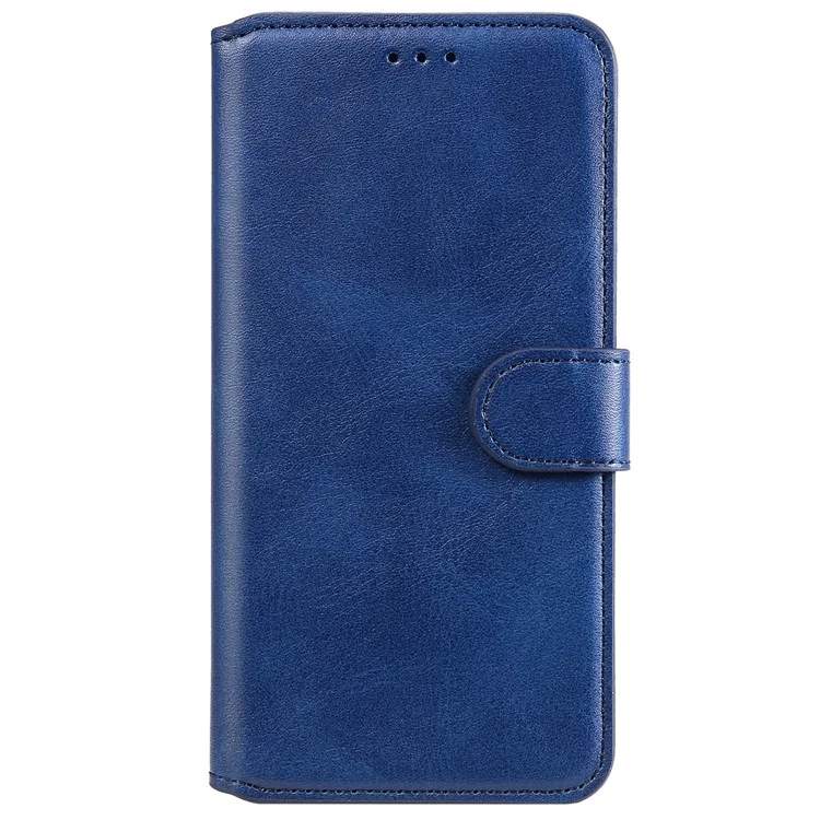 Solid Color Textured Leather Cover + Inner TPU Phone Case Stand Wallet Design Cellphone Cover for Samsung Galaxy A53 5G - Blue