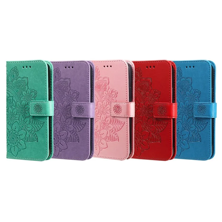 Per Samsung Galaxy A03 (164,2 x 75,9 x 9,1 mm) Custodia protettiva a tutto tondo con stampa floreale, chiusura magnetica bidirezionale e supporto in pelle PU con cinturino da polso - Viola