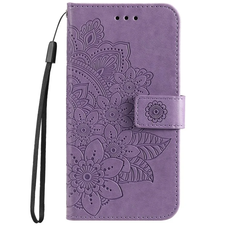 Per Samsung Galaxy A03 (164,2 x 75,9 x 9,1 mm) Custodia protettiva a tutto tondo con stampa floreale, chiusura magnetica bidirezionale e supporto in pelle PU con cinturino da polso - Viola