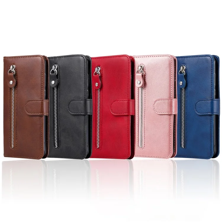 Zipper Pocket Magnetic Clasp Leather Cover Phone Case with Stand Wallet for Samsung Galaxy A33 5G - Blue