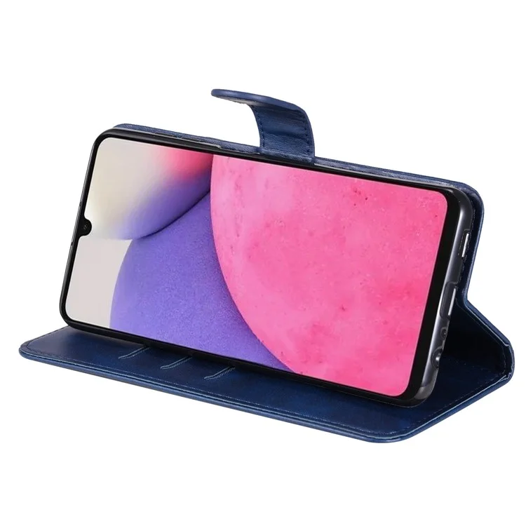 Boîte À Glissière De Téléphone En Cuir De Poche À Glissière Avec Portefeuille Pour Samsung Galaxy A33 5G - Bleu