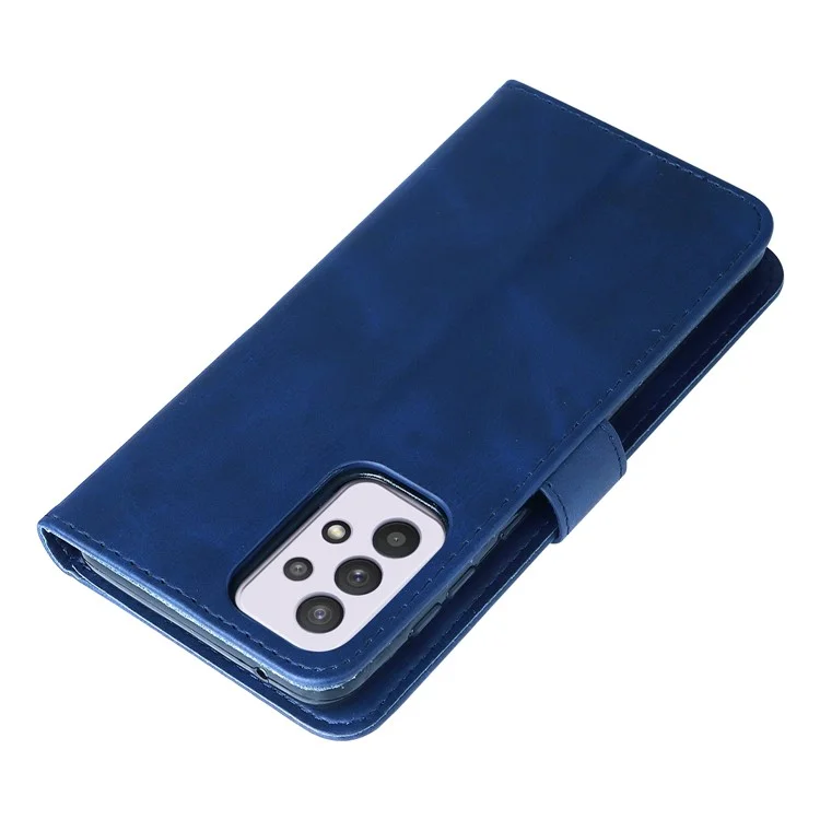 Zipper Pocket Magnetic Clasp Leather Cover Phone Case with Stand Wallet for Samsung Galaxy A33 5G - Blue