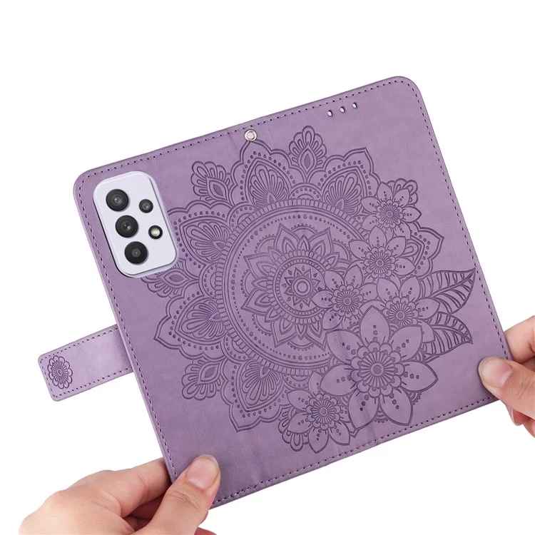 Imprinting Mandala Pattern PU Leather + TPU Wallet Stand Cover Phone Case for Samsung Galaxy A33 5G - Roxo