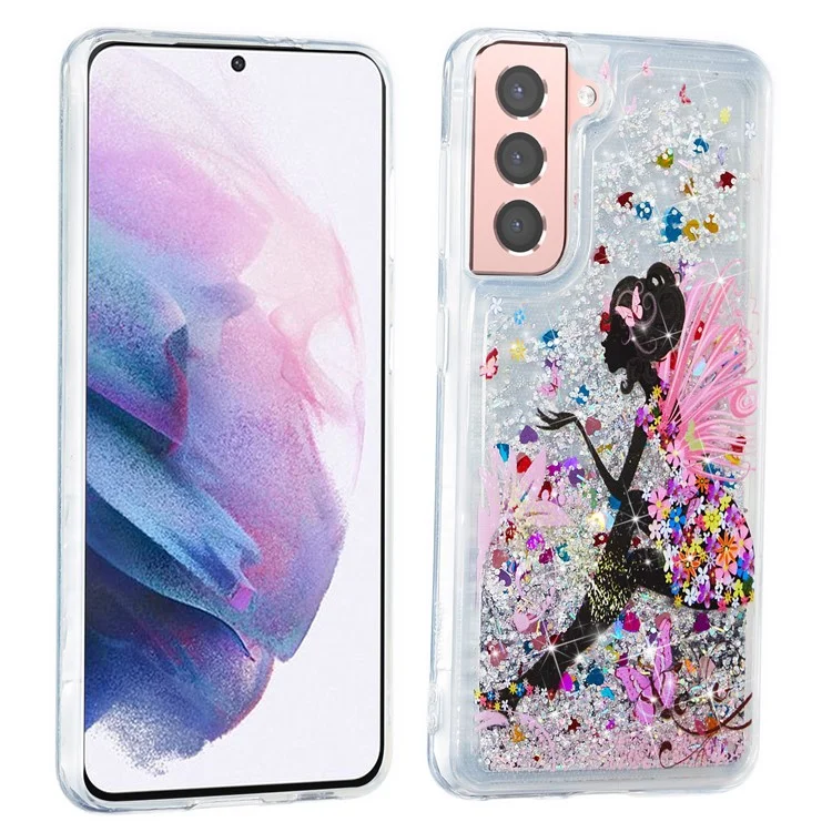 Bling Powder Powder Sands Sands Sands Modèle Impression de Protection Contre le Dos TPU Anti-Drop Pour Samsung Galaxy S22 + 5G - Princesse