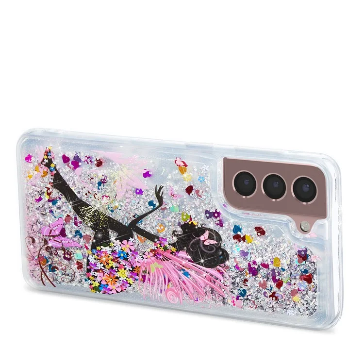 Bling Powder Powder Sands Sands Sands Modèle Impression de Protection Contre le Dos TPU Anti-Drop Pour Samsung Galaxy S22 + 5G - Princesse
