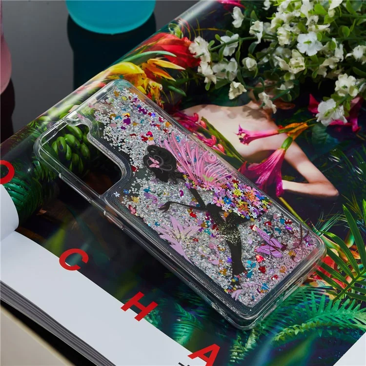 Bling Powder Powder Sands Sands Sands Modèle Impression de Protection Contre le Dos TPU Anti-Drop Pour Samsung Galaxy S22 + 5G - Princesse