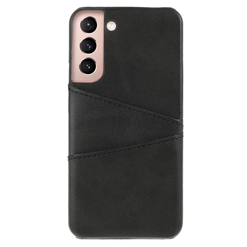Protective Smartphone Case PU Leather Coated PC Back Phone Cover with 2 Card Slots for Samsung Galaxy S22+ 5G - Black