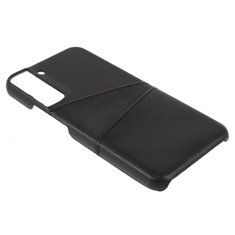 Protective Smartphone Case PU Leather Coated PC Back Phone Cover with 2 Card Slots for Samsung Galaxy S22+ 5G - Black