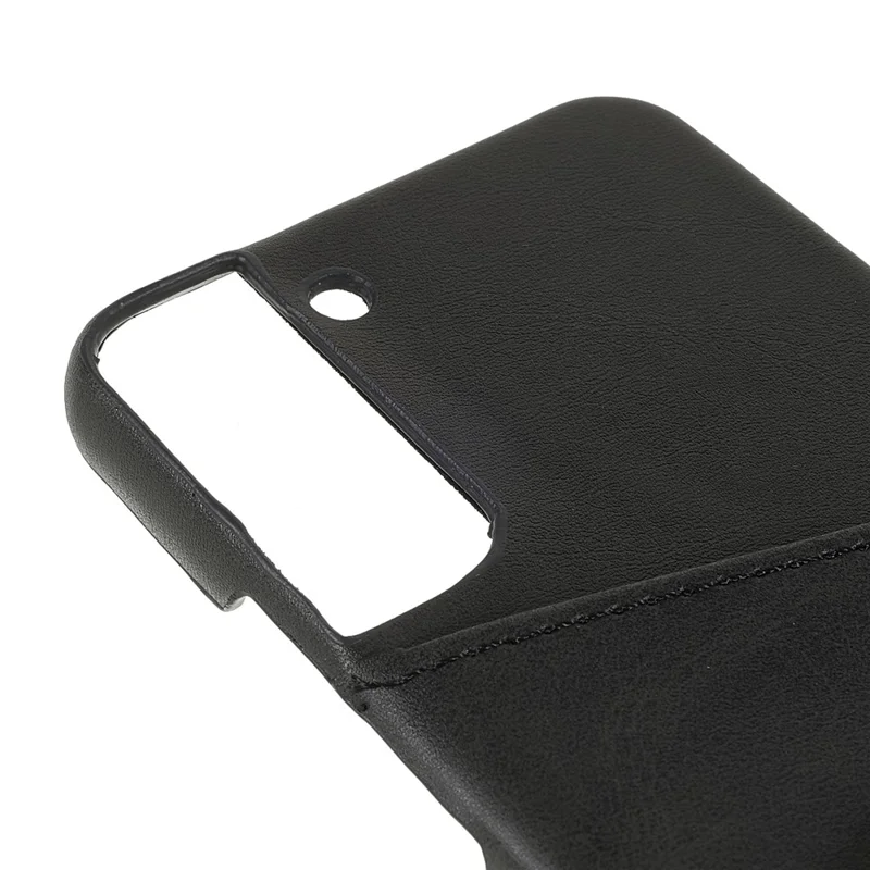 Protective Smartphone Case PU Leather Coated PC Back Phone Cover with 2 Card Slots for Samsung Galaxy S22+ 5G - Black