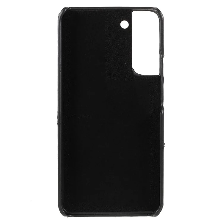 Anti-drop Phone Case PU Leather Coated PC Back Phone Cover mit 2 Kartenfächern für Samsung Galaxy S22 5G - Schwarz
