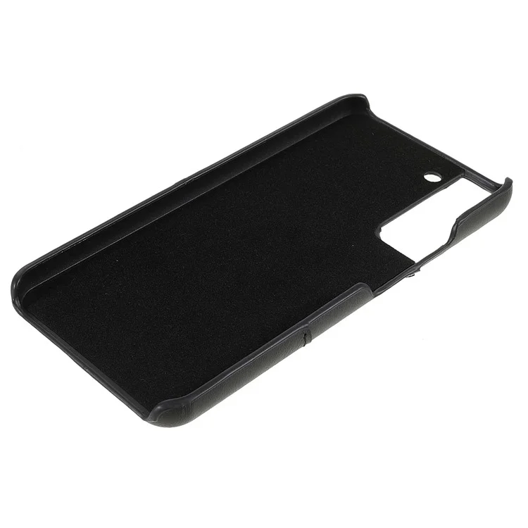 Anti-drop Phone Case PU Leather Coated PC Back Phone Cover mit 2 Kartenfächern für Samsung Galaxy S22 5G - Schwarz