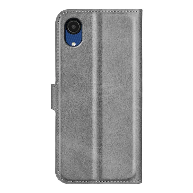 360-degree Protection Drop-proof Magnetic Clasp Wallet Stand Case PU Leather+TPU Interior Flip Cover for Samsung Galaxy A03 Core - Grey