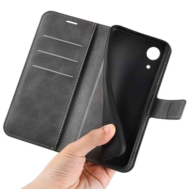 360-degree Protection Drop-proof Magnetic Clasp Wallet Stand Case PU Leather+TPU Interior Flip Cover for Samsung Galaxy A03 Core - Grey