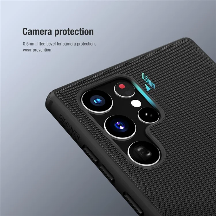 NILLKIN Frosted Shield PC Back + Soft TPU Edge Anti-fall Protective Case Cover for Samsung Galaxy S22 Ultra 5G - Black