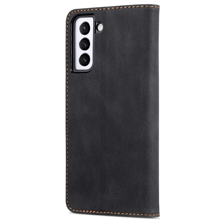 Azns Wallet Stand PU Couro Completo Caixa de Telefone Full Caixa Para Samsung Galaxy S22+ 5G - Preto