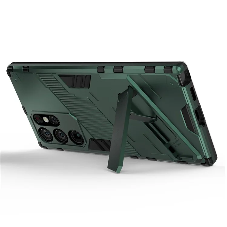 Funda rígida para teléfono móvil con soporte de TPU y PC para Samsung Galaxy S22 Ultra 5G - Verde
