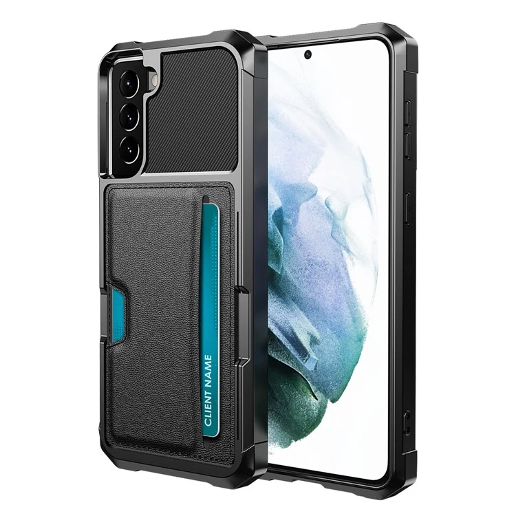 ZM02 Drop-proof Shockproof Card Slot Kickstand PU Leather + TPU Hybrid Case Phone Cover for Samsung Galaxy S22 5G - Schwarz
