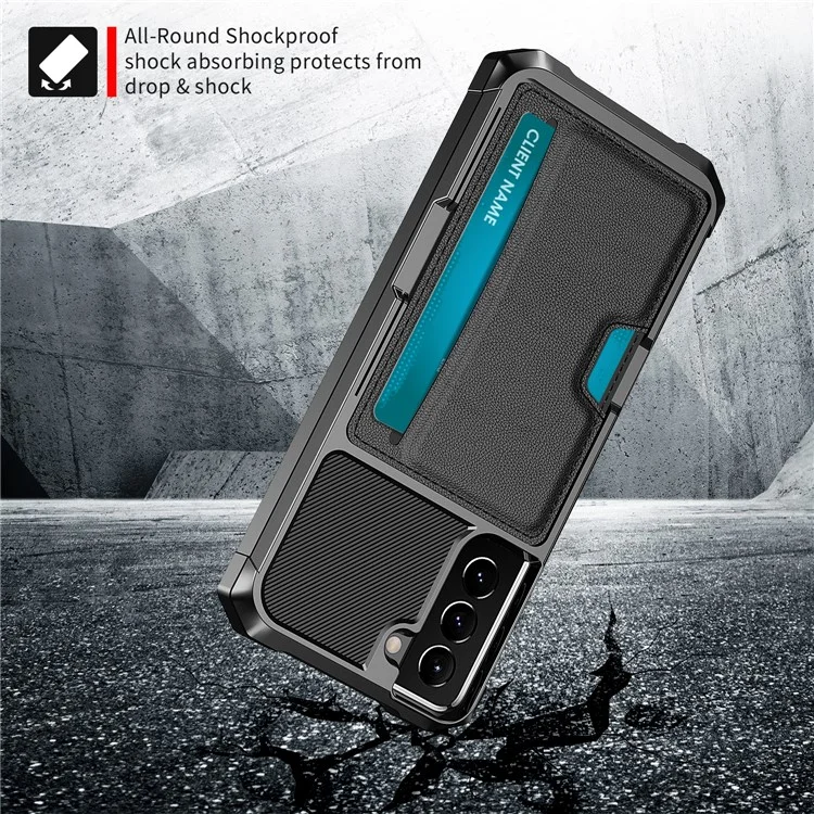 ZM02 Drop-proof Shockproof Card Slot Kickstand PU Leather + TPU Hybrid Case Phone Cover for Samsung Galaxy S22 5G - Schwarz