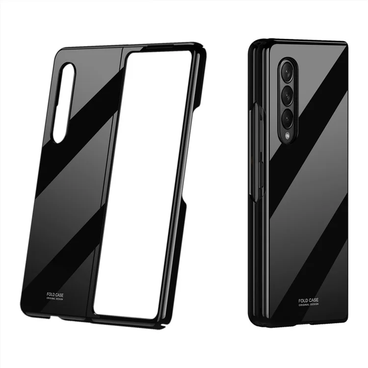 Glossy Drop-proof Well-protected Folding Hard PC Mobile Phone Case for Samsung Galaxy Z Fold3 5G - Black