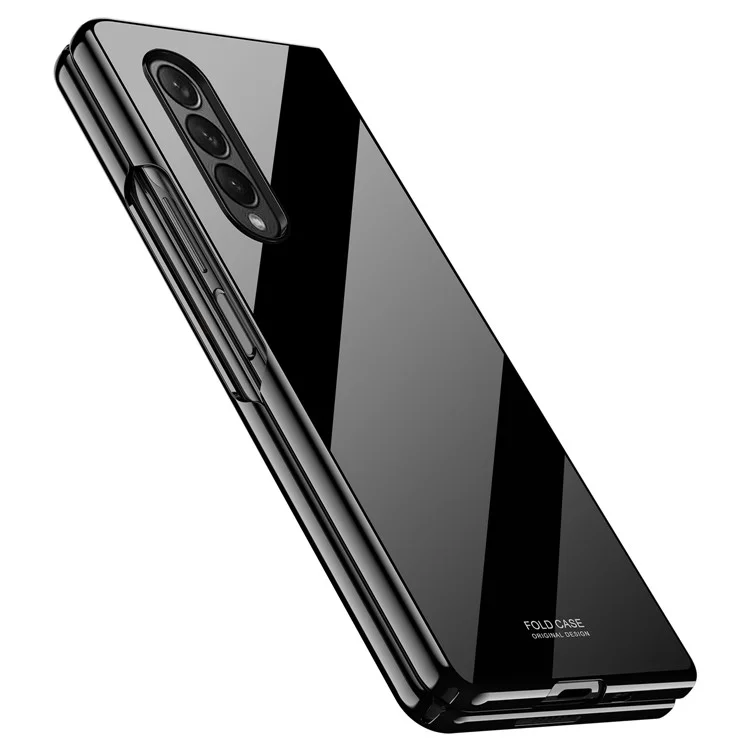 Glossy Drop-proof Well-protected Folding Hard PC Mobile Phone Case for Samsung Galaxy Z Fold3 5G - Black