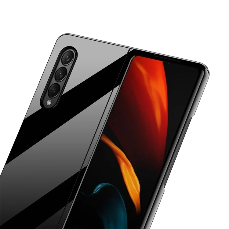 Glossy Drop-proof Well-protected Folding Hard PC Mobile Phone Case for Samsung Galaxy Z Fold3 5G - Black