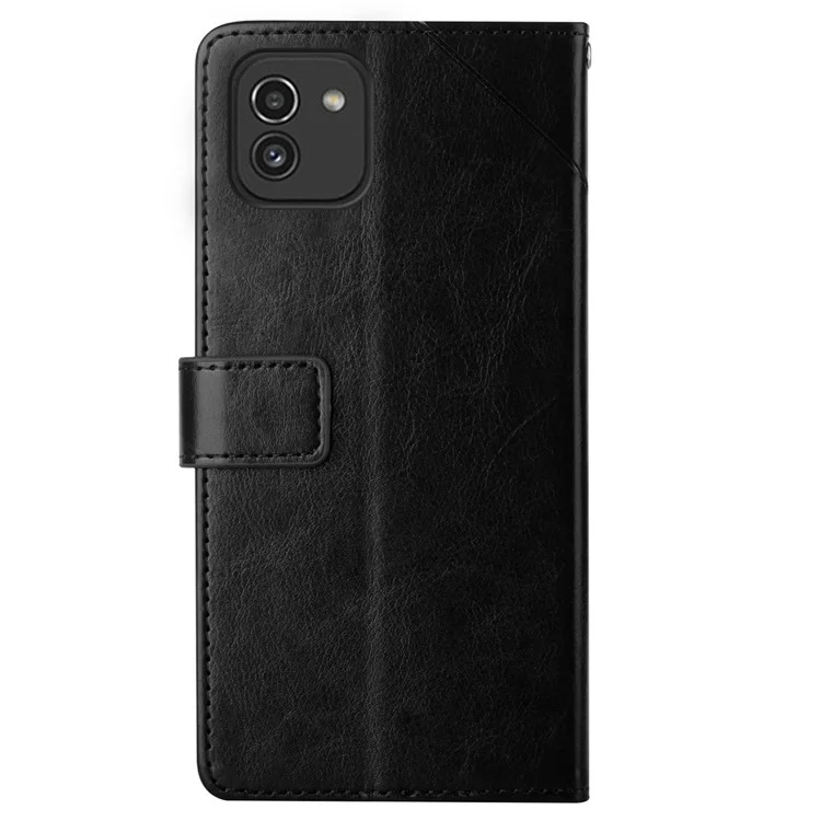 Per Samsung Galaxy A03 (164.2x75.9x9.1mm) Portafoglio in Pelle Magnetica Portafoglio Elegante Copertura Del Telefono Cellulare Copertura a Forma di y Con Guscio di Telefono Con Cinturino Con Cinturino - Nero