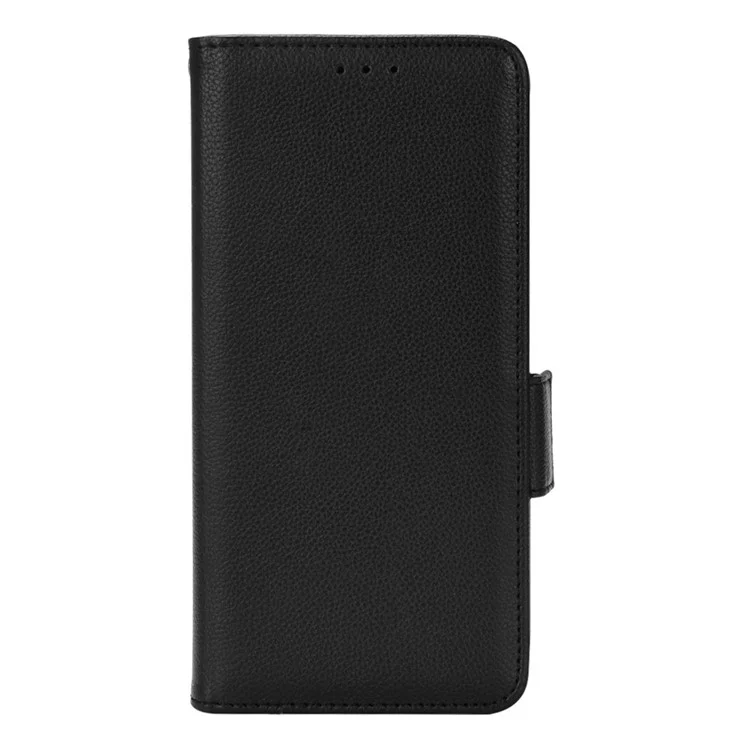 PU Leather + TPU Phone Caja de Doble Billete Magnético Magnética Litchi Textura Varera Con Soporte Para Samsung Galaxy A12/A12 Nacho - Negro