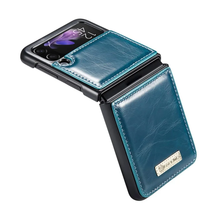 CASEME 003 Series Fine Workmanship Waxy Texture PU Leather Phone Cover Phone Case for Samsung Galaxy Z Flip3 5G - Blue