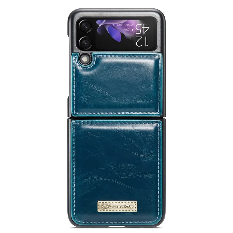 CASEME 003 Series Fine Workmanship Waxy Texture PU Leather Phone Cover Phone Case for Samsung Galaxy Z Flip3 5G - Blue