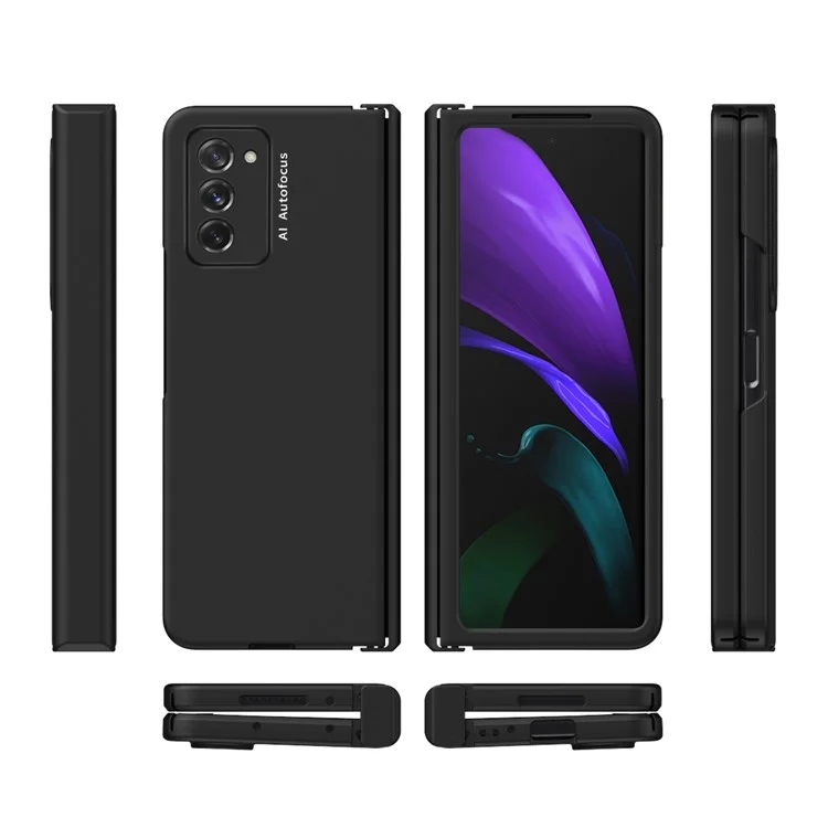 Full Protection Hinge Design Hard PC Folding Phone Case Cover with Glass Screen Protector for Samsung Galaxy Z Fold2 5G - Transparent