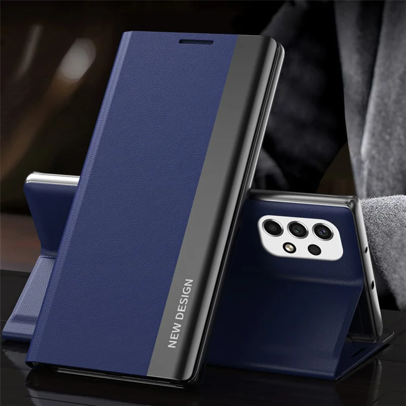 Auto Absorption PU Leather Foldable Stand Phone Case Shell for Samsung Galaxy A53 5G - Sapphire