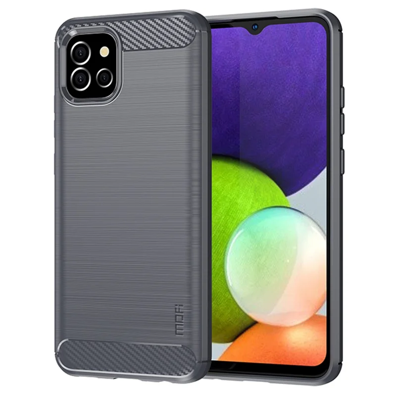 MOFI For Samsung Galaxy A03 (166.5mm) Brushed Surface Carbon Fiber Texture Flexible TPU Phone Case Shell - Grey