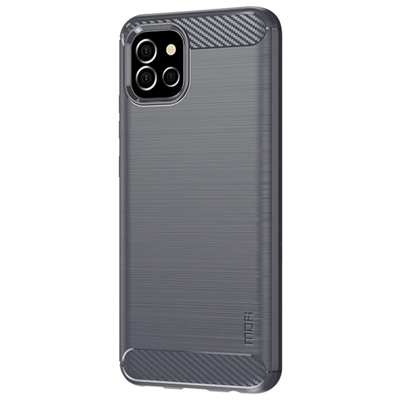 MOFI For Samsung Galaxy A03 (166.5mm) Brushed Surface Carbon Fiber Texture Flexible TPU Phone Case Shell - Grey