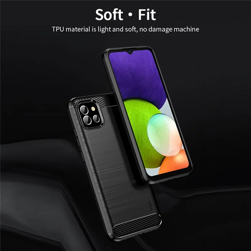 MOFI For Samsung Galaxy A03 (166.5mm) Brushed Surface Carbon Fiber Texture Flexible TPU Phone Case Shell - Grey