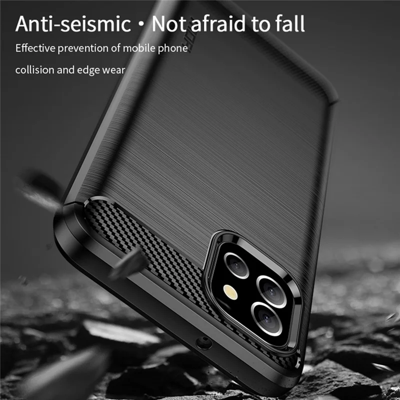MOFI For Samsung Galaxy A03 (166.5mm) Brushed Surface Carbon Fiber Texture Flexible TPU Phone Case Shell - Grey